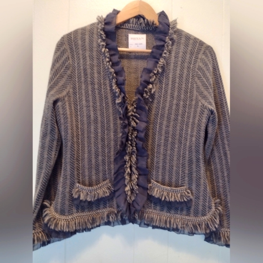 Bryan Bradley 100% Morano Wool Blazer Jacket Size Medium Gray